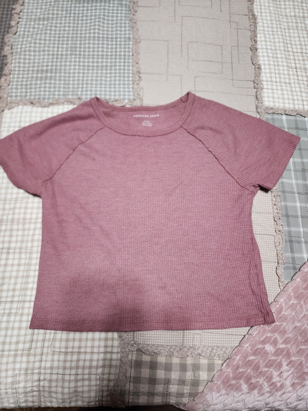 American Eagle Outfitters Girls' Short Sleeve Ribbed Tee - Dusty Mauve